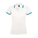 Поло "Pasadena Women" белый, голубой__S, 100% х/б, 200г/м3